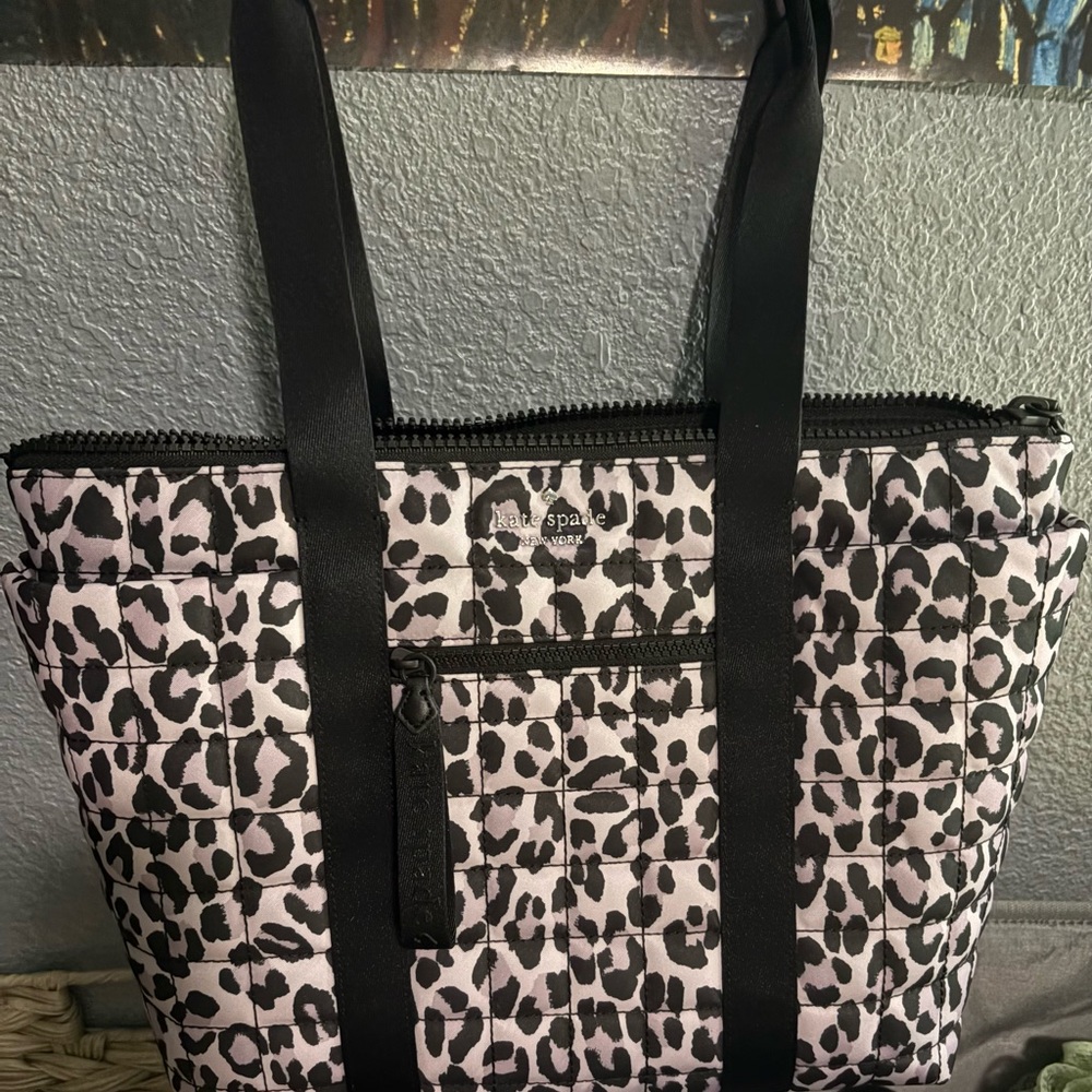 Kate Spade Leopard Print Tote in Black and White